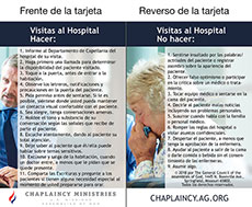 Visitas al hospital: Hacer y no hacer (paquete de 25)